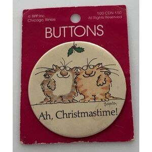 Vintage Sandra Boynton Christmas Button Pin Ah Christmastime! 3" Diameter